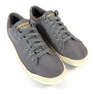 Sperry Canvas Sneakers Mens 8.5W Gray Lace Up Casual Shoes Comfort